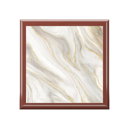 Elegant Marble Jewelry Box with Gold Accents