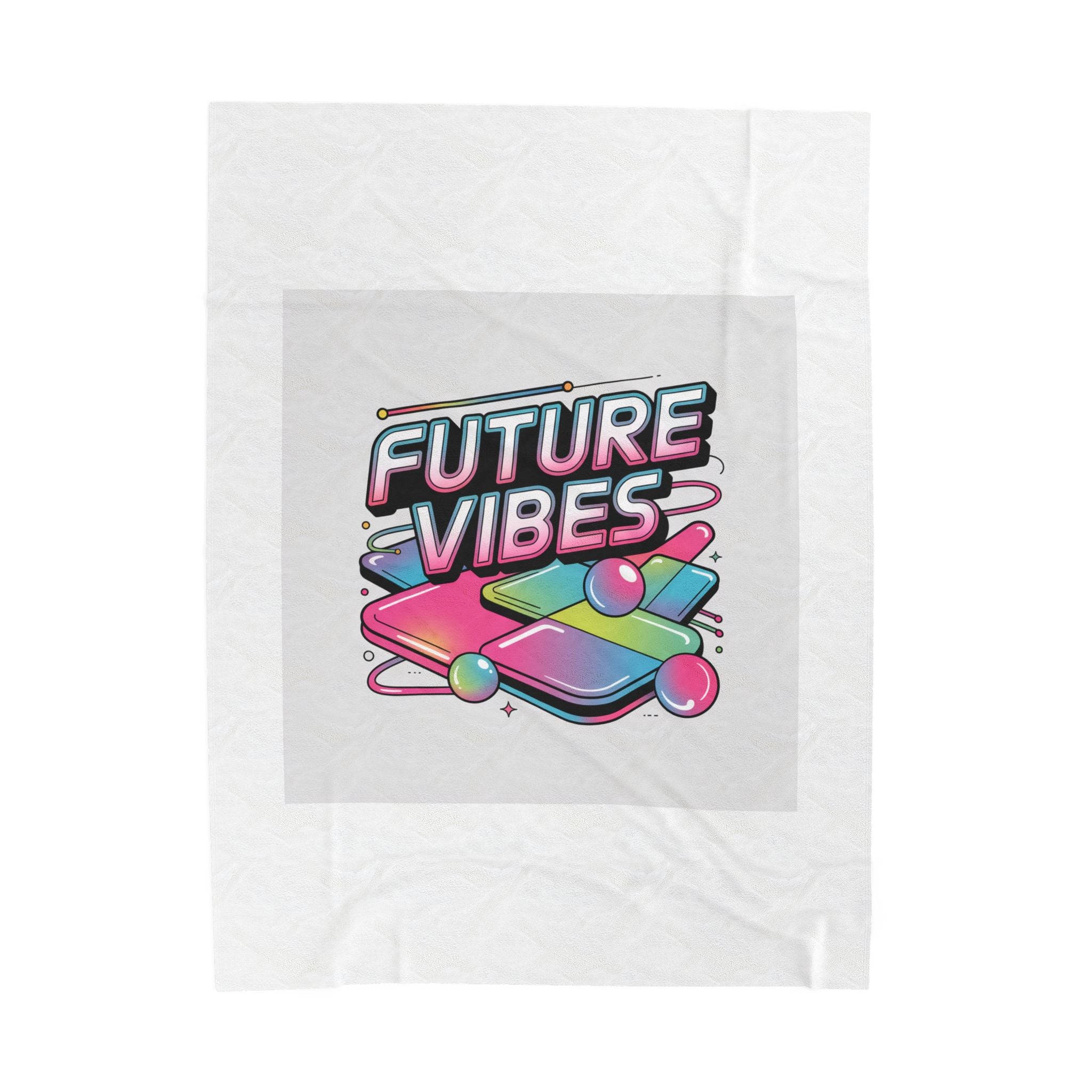Future Vibes Velveteen Blanket | Y2K cyber holo aesthetic, retro tech print