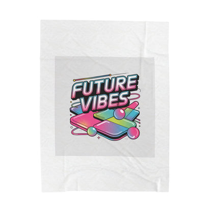 Future Vibes Velveteen Blanket | Y2K cyber holo aesthetic, retro tech print