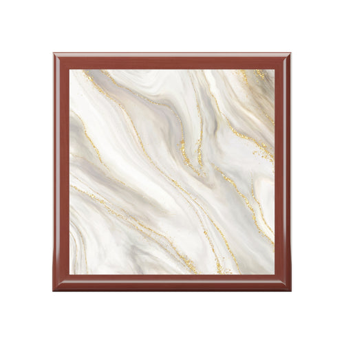 Elegant Marble Jewelry Box with Gold Accents