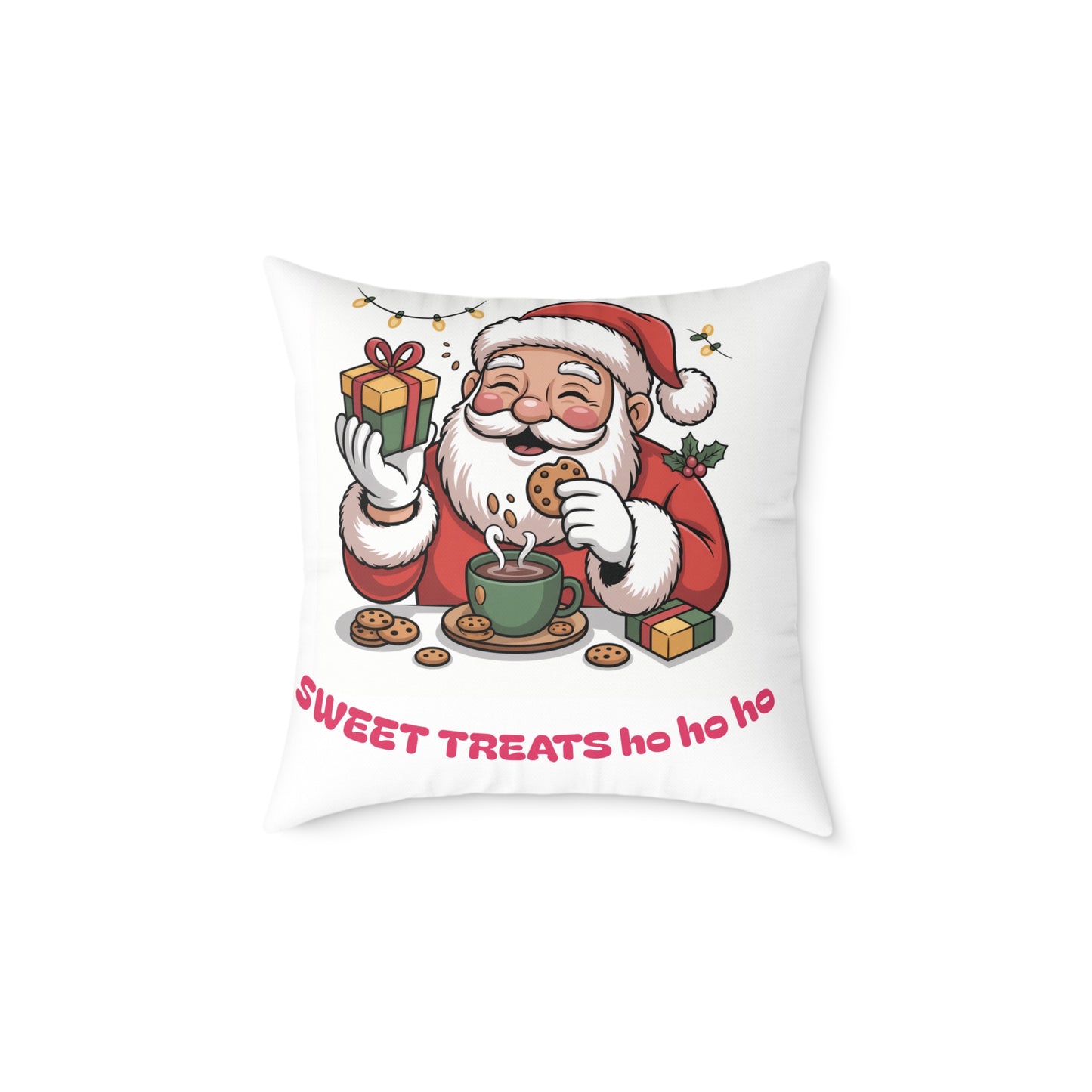 Santa Cookie and Cocoa Square Poly Canvas Pillow | Christmas Decor