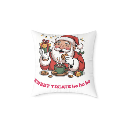 Santa Cookie and Cocoa Square Poly Canvas Pillow | Christmas Decor