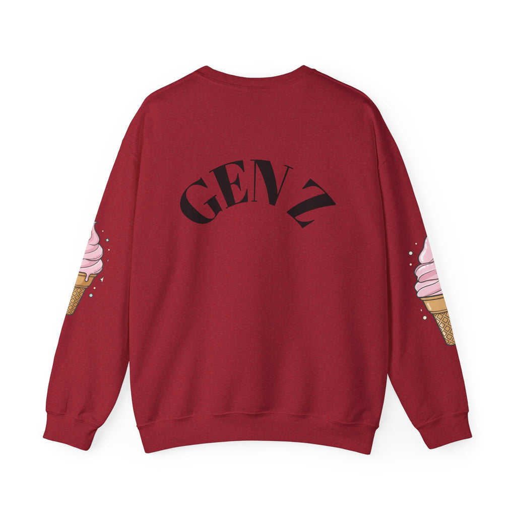 Slay Queen ICE CREAM CONE Crewneck Sweatshirt — 'Gen Z' Back Shine