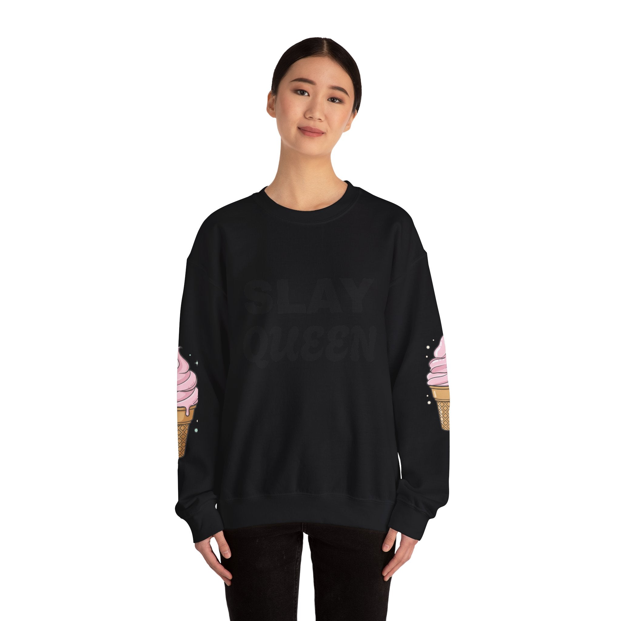 Slay Queen ICE CREAM CONE Crewneck Sweatshirt — 'Gen Z' Back Shine