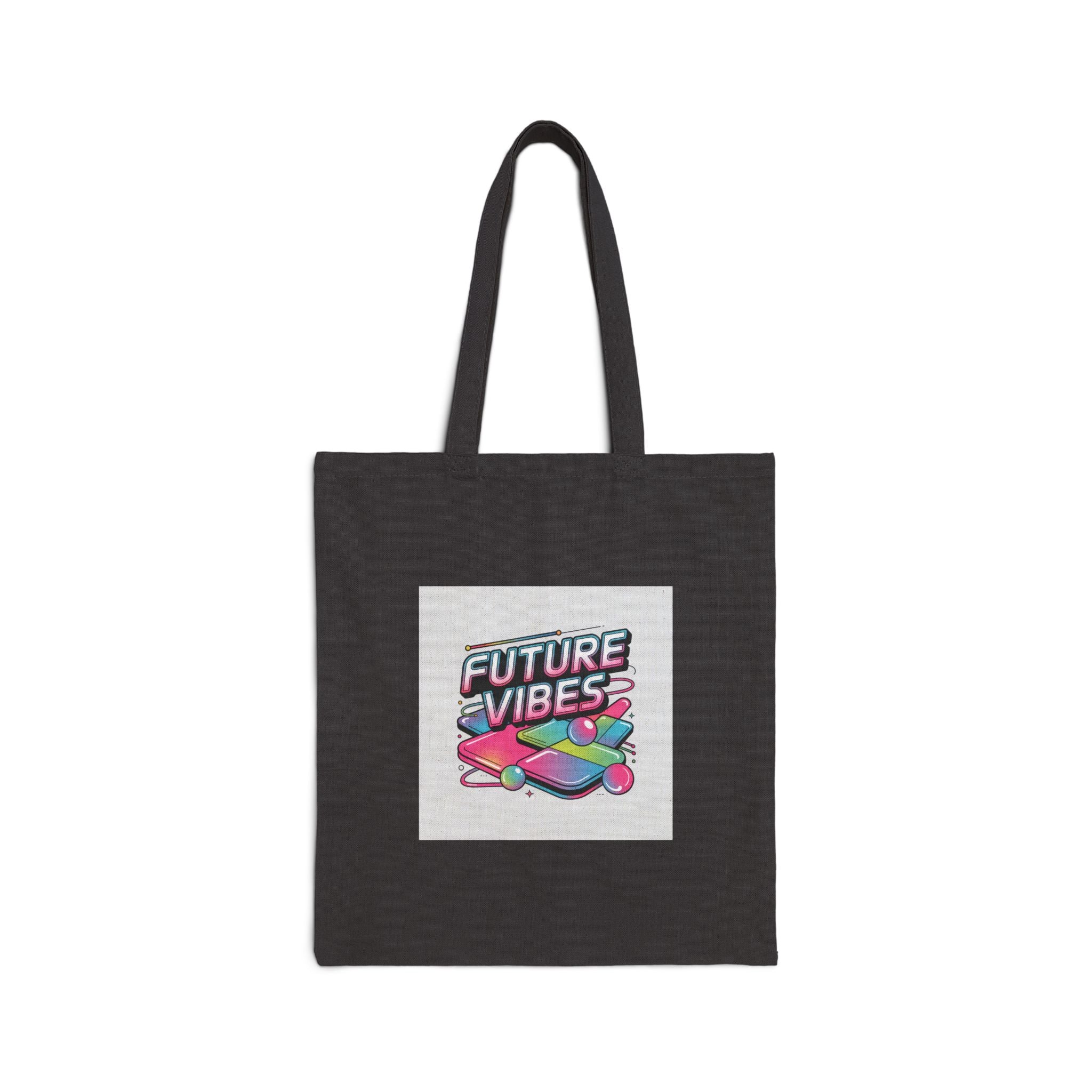 Future Vibes Tote, Y2K Cyber Holo Aesthetic, retro tech chrome text