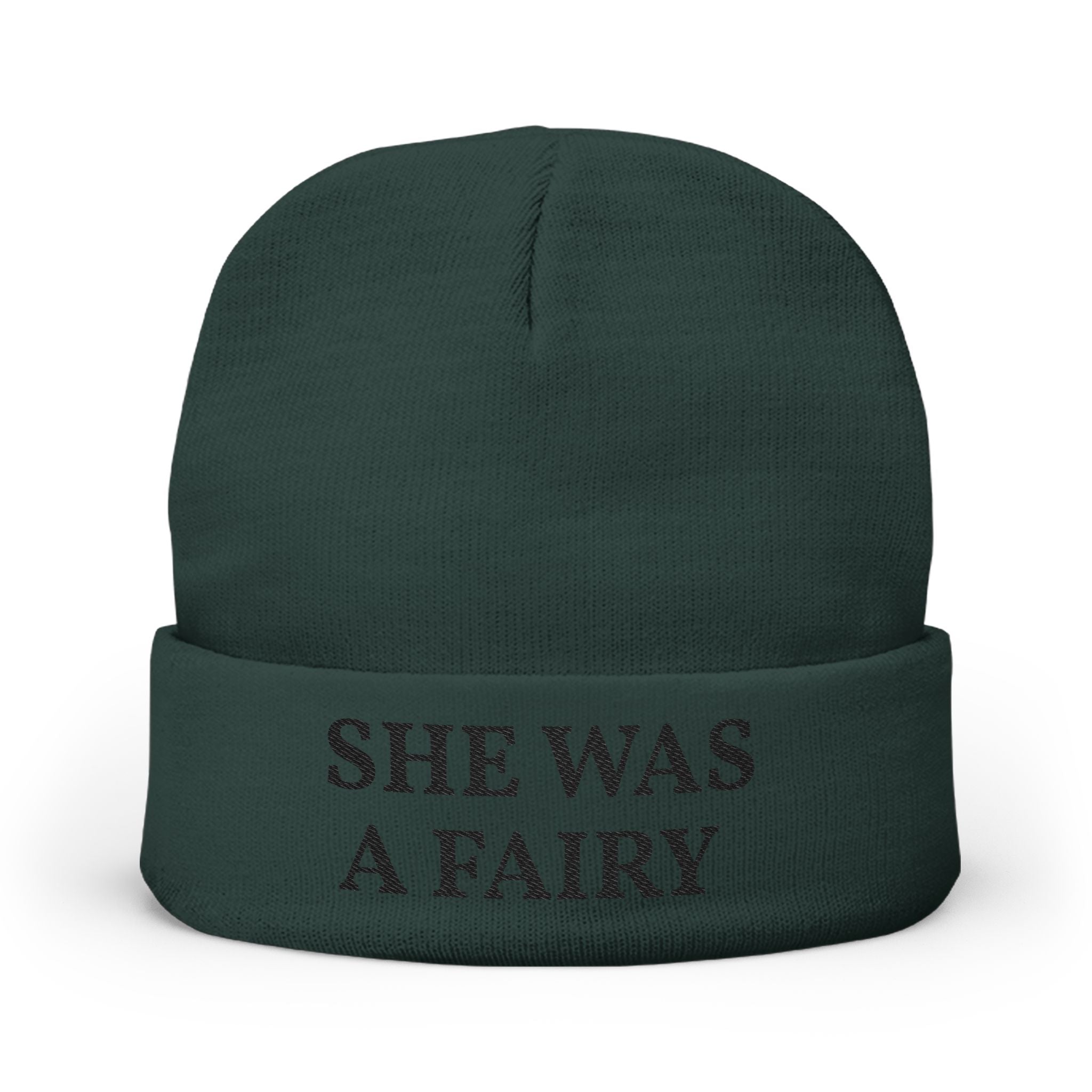 Embroidered 'She Was A Fairy' Knit Beanie — Cozy Feminine Winter Hat