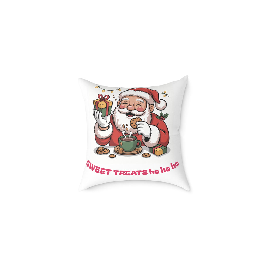 Santa Cookie and Cocoa Square Poly Canvas Pillow | Christmas Decor