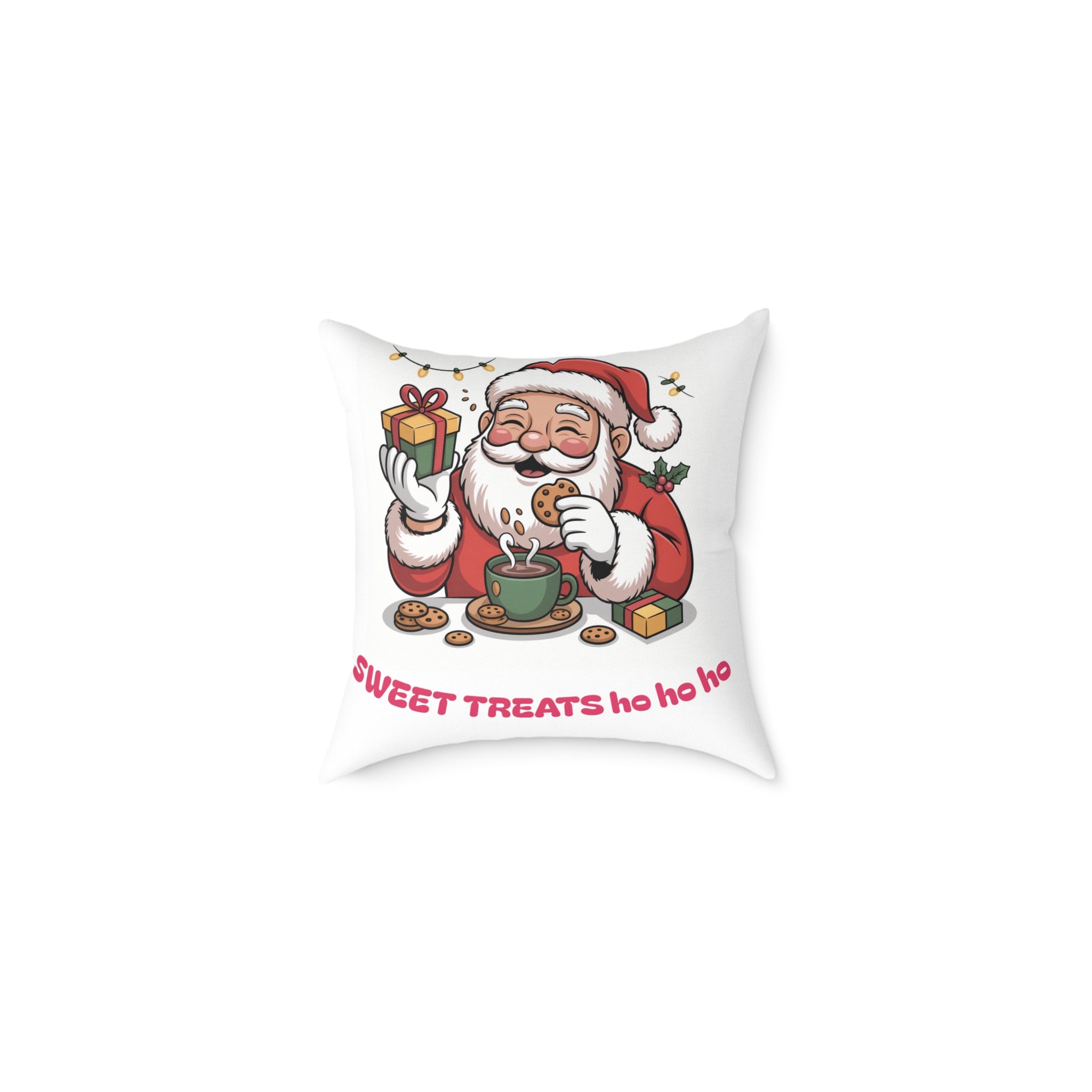Santa Cookie and Cocoa Square Poly Canvas Pillow | Christmas Decor
