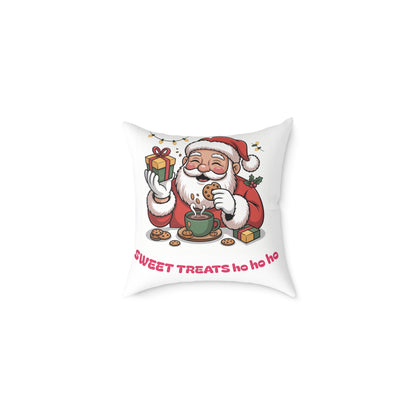 Santa Cookie and Cocoa Square Poly Canvas Pillow | Christmas Decor