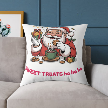 Santa Cookie and Cocoa Square Poly Canvas Pillow | Christmas Decor
