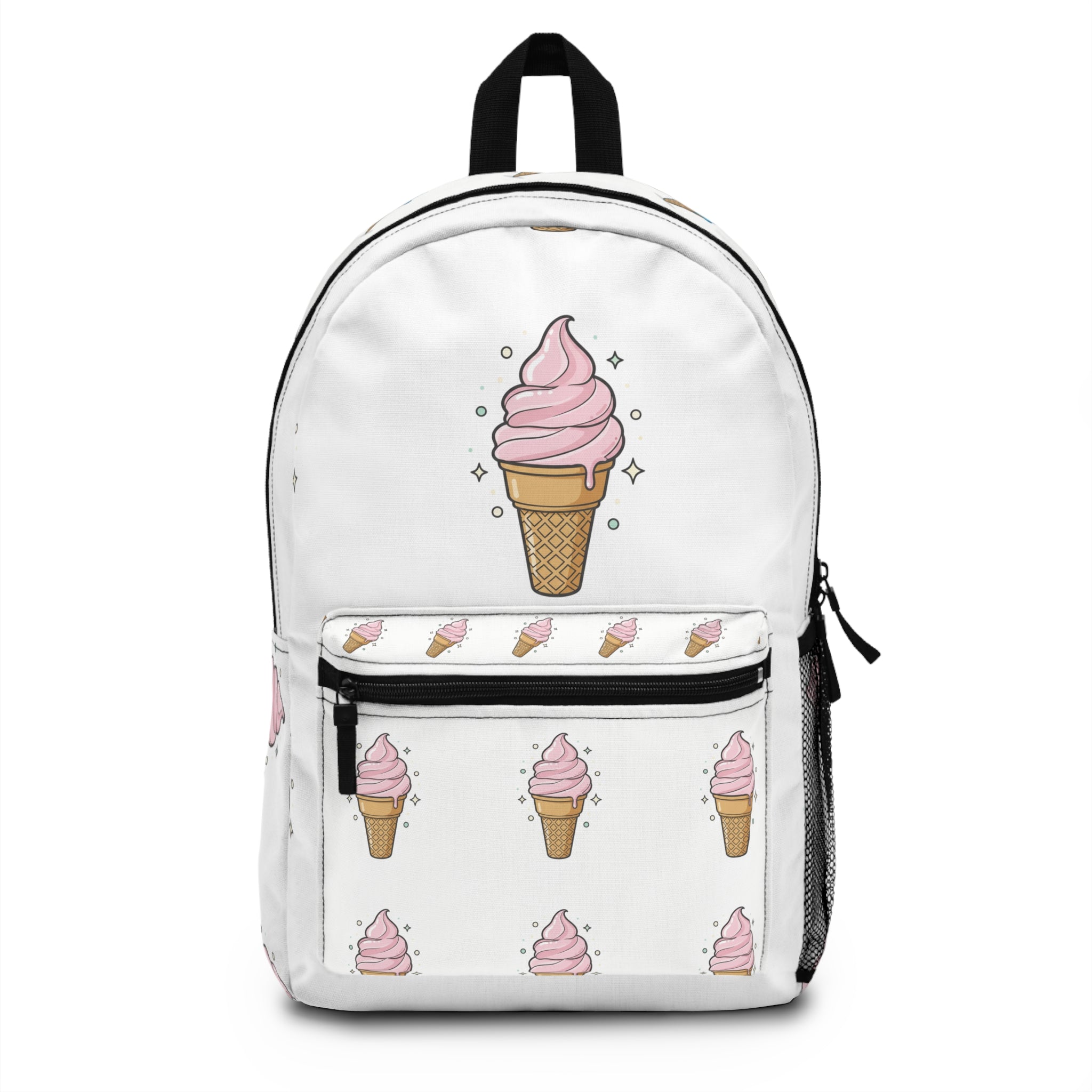 Ice Cream Cone Backpack — Cute Pink Soft Serve Pattern for Kids & Teens