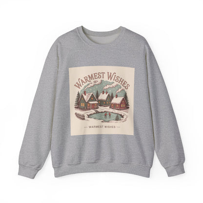 Warmest Wishes vintage Christmas postcard Crewneck Sweatshirt | retro holiday card design