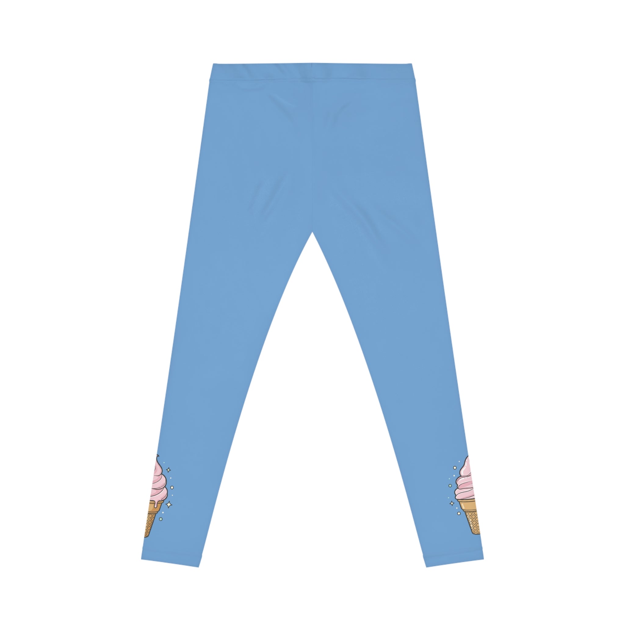 Ice Cream Cone Blue Leggings — Cute Pastel Women's Casual Leggings