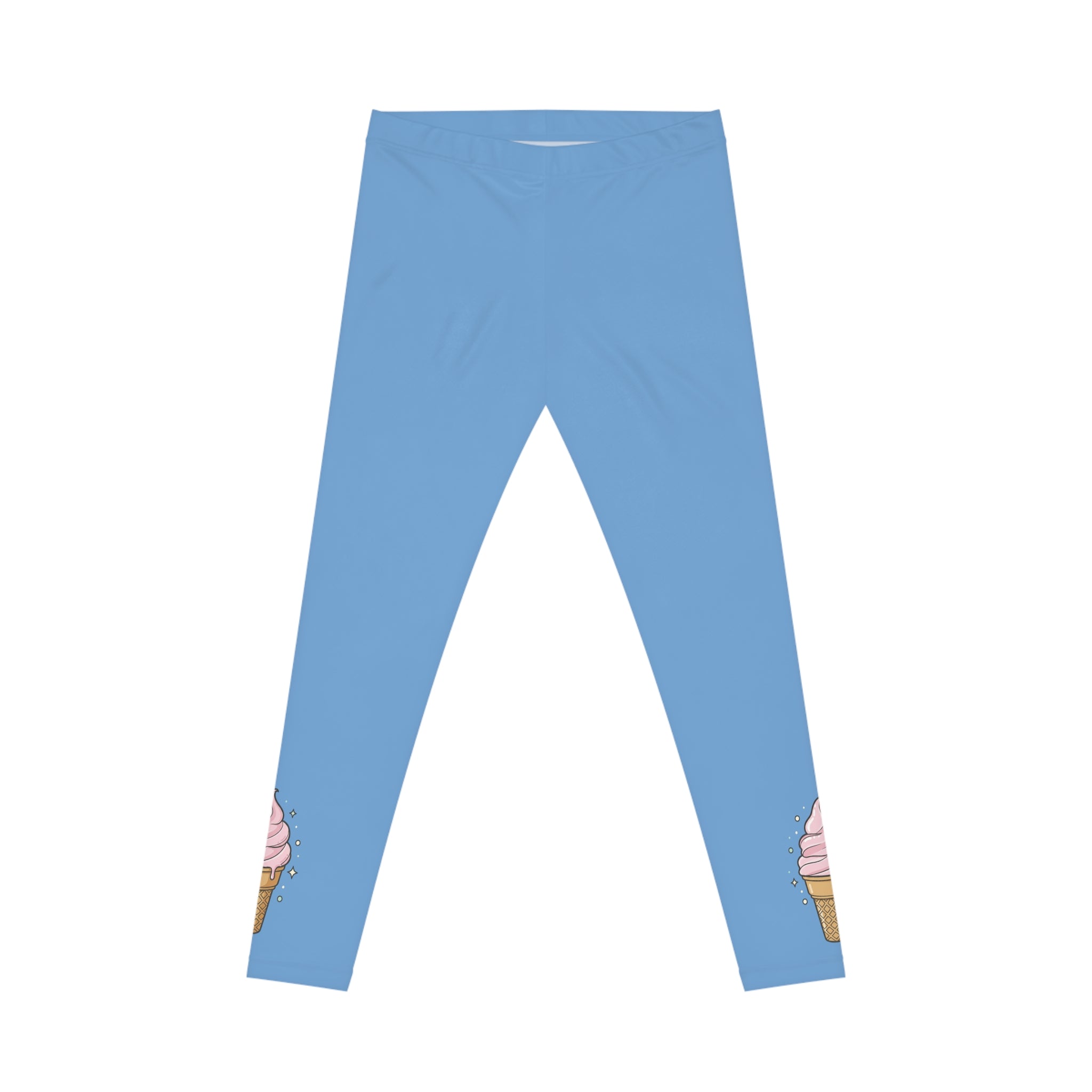 Ice Cream Cone Blue Leggings — Cute Pastel Women's Casual Leggings