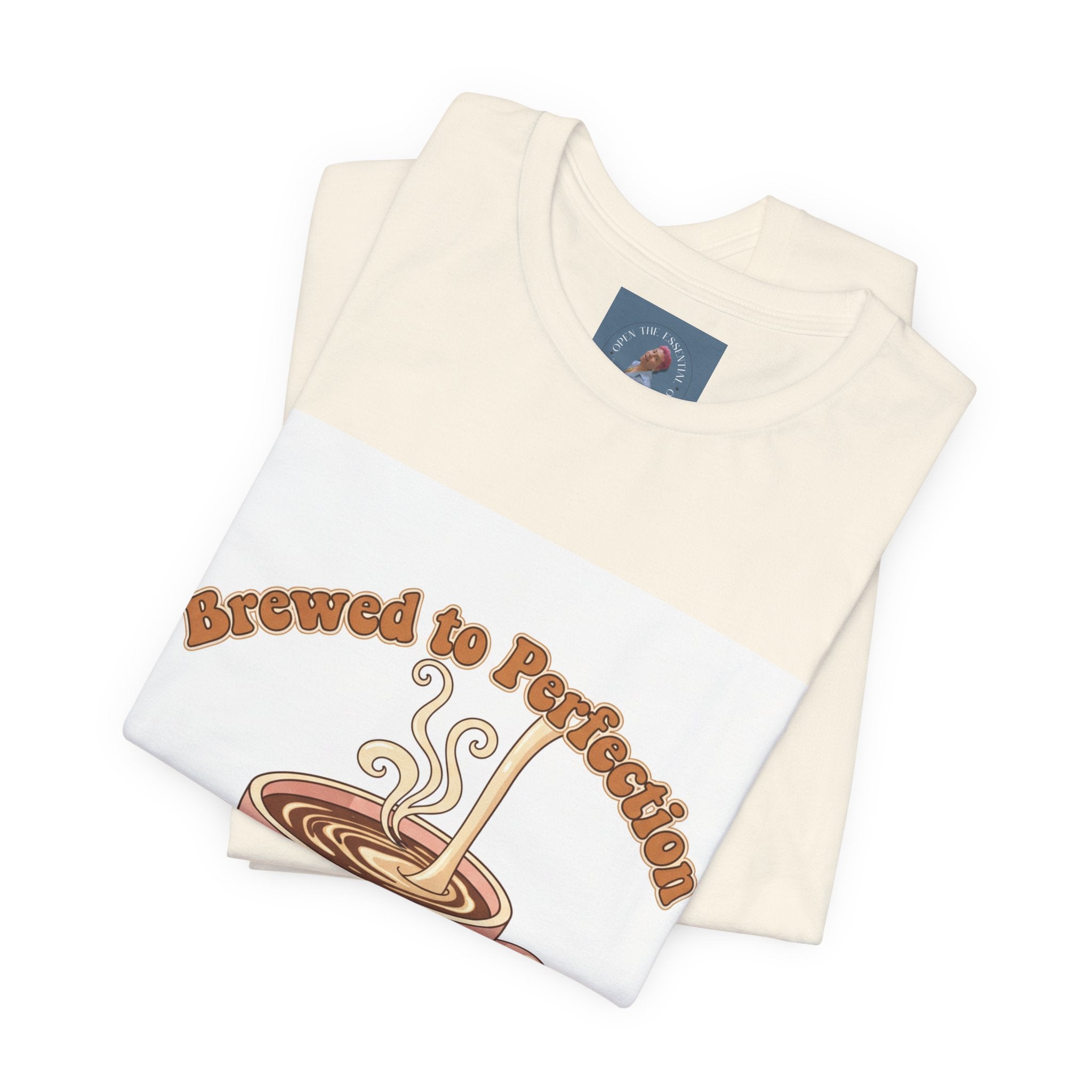 Brewed to Perfection Coffee Tee | latte art design, caffeine aesthetic