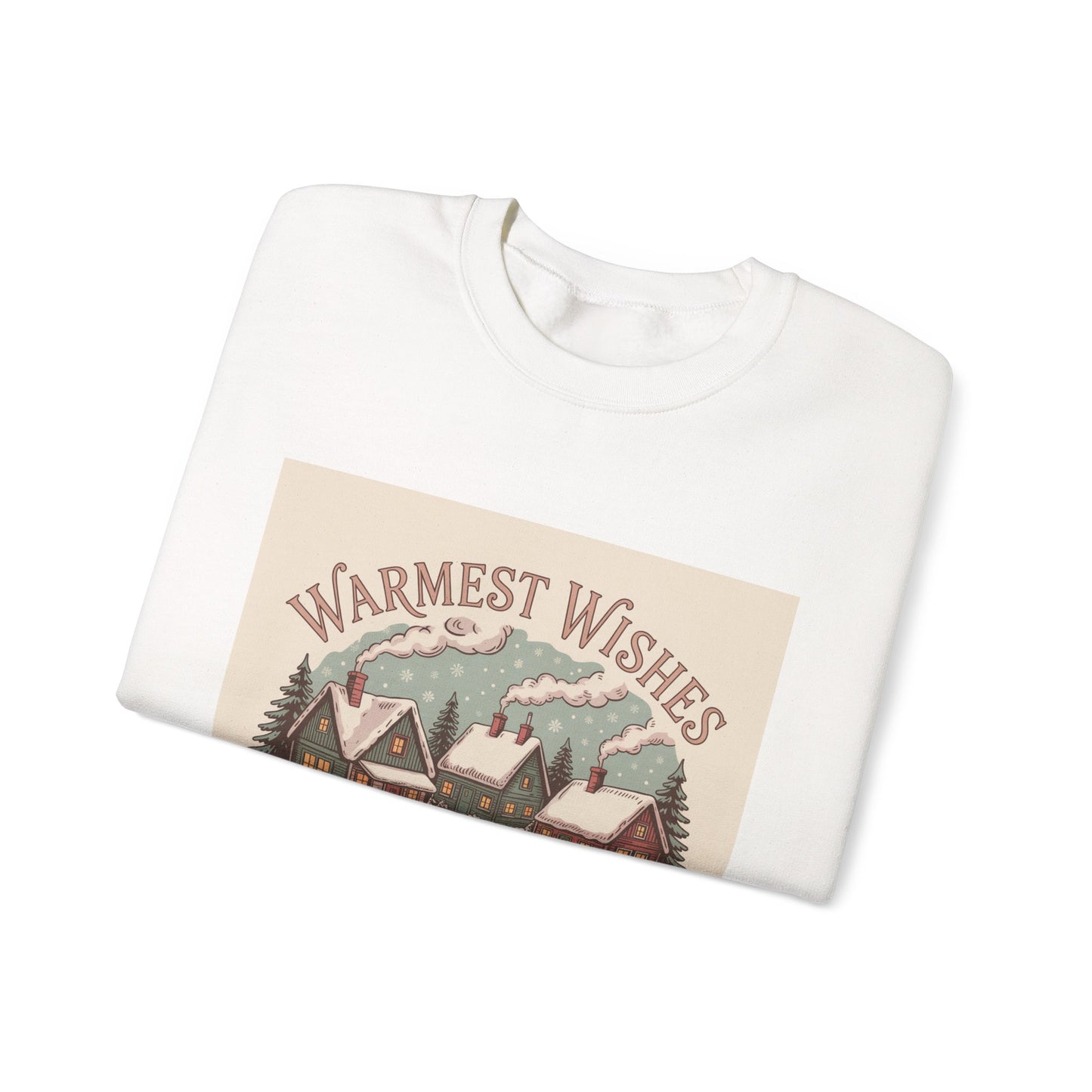 Warmest Wishes vintage Christmas postcard Crewneck Sweatshirt | retro holiday card design