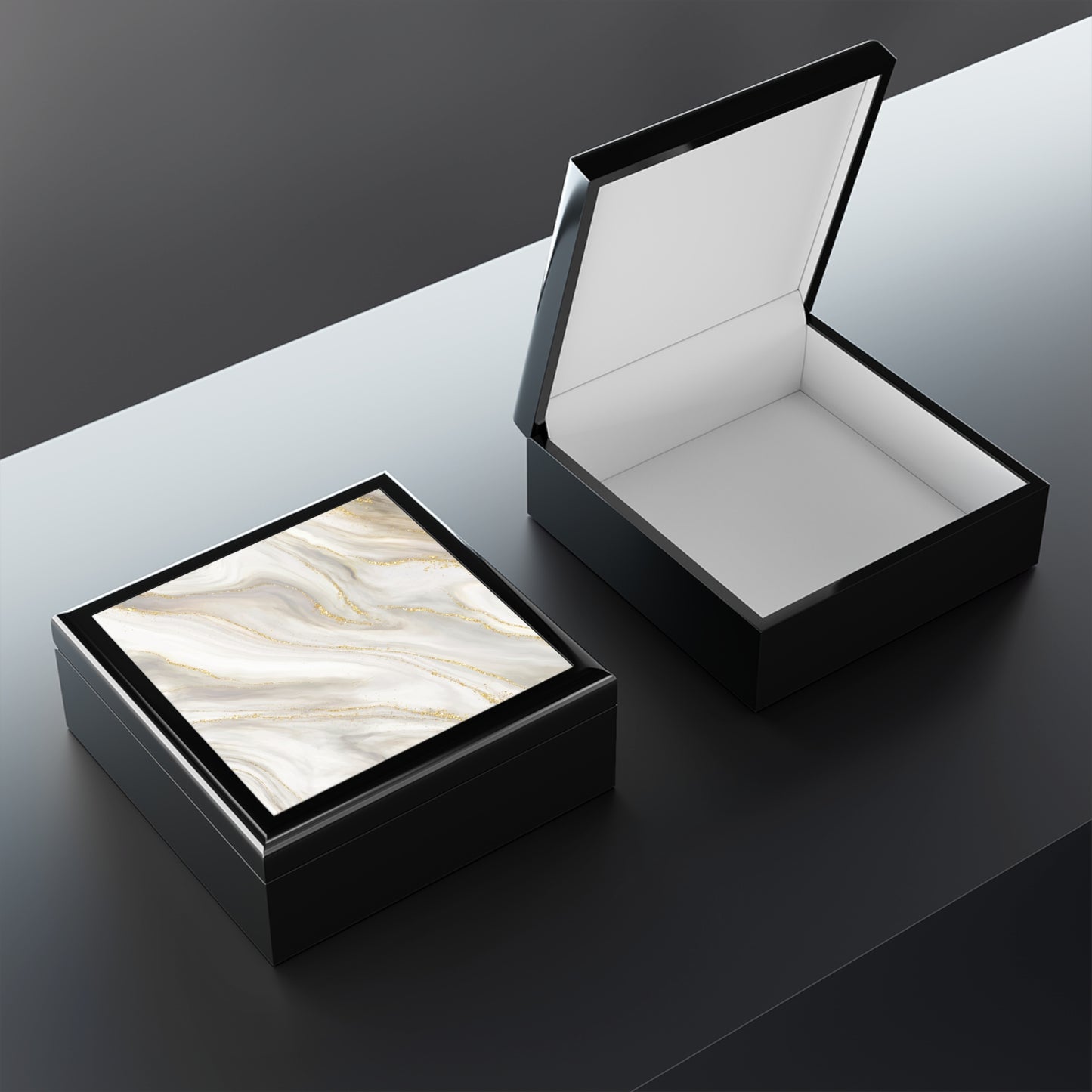 Elegant Marble Jewelry Box with Gold Accents