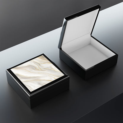 Elegant Marble Jewelry Box with Gold Accents