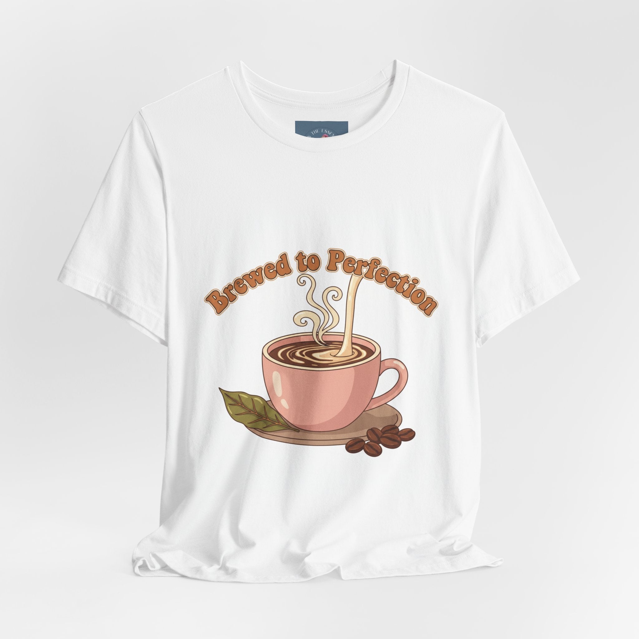 Brewed to Perfection Coffee Tee | latte art design, caffeine aesthetic