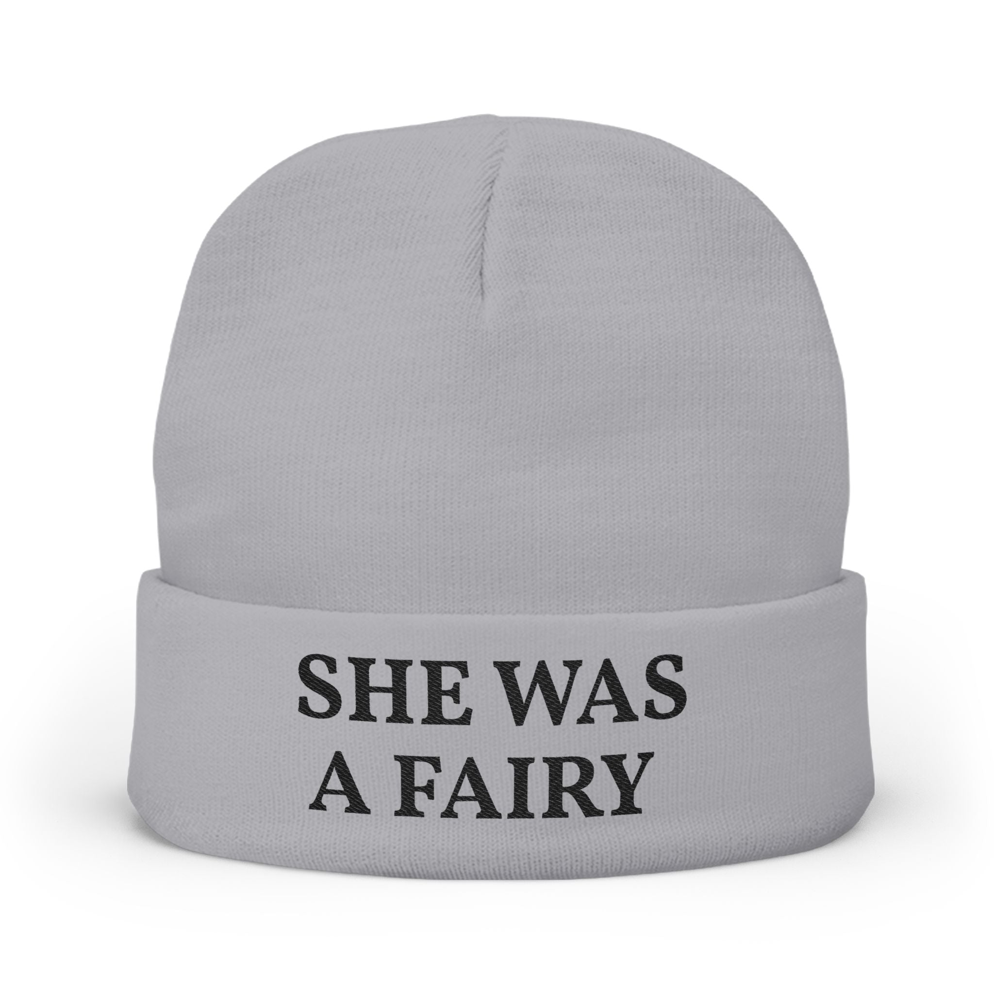 Embroidered 'She Was A Fairy' Knit Beanie — Cozy Feminine Winter Hat