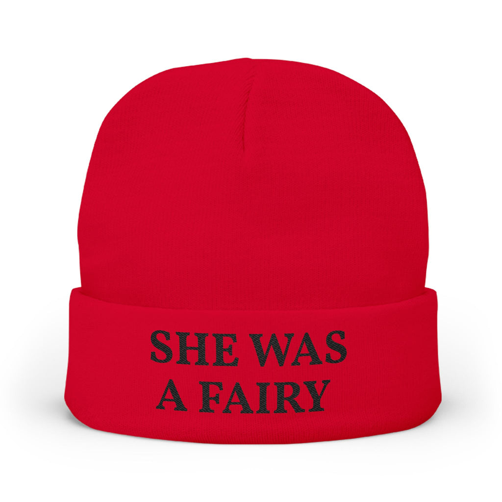Embroidered 'She Was A Fairy' Knit Beanie — Cozy Feminine Winter Hat