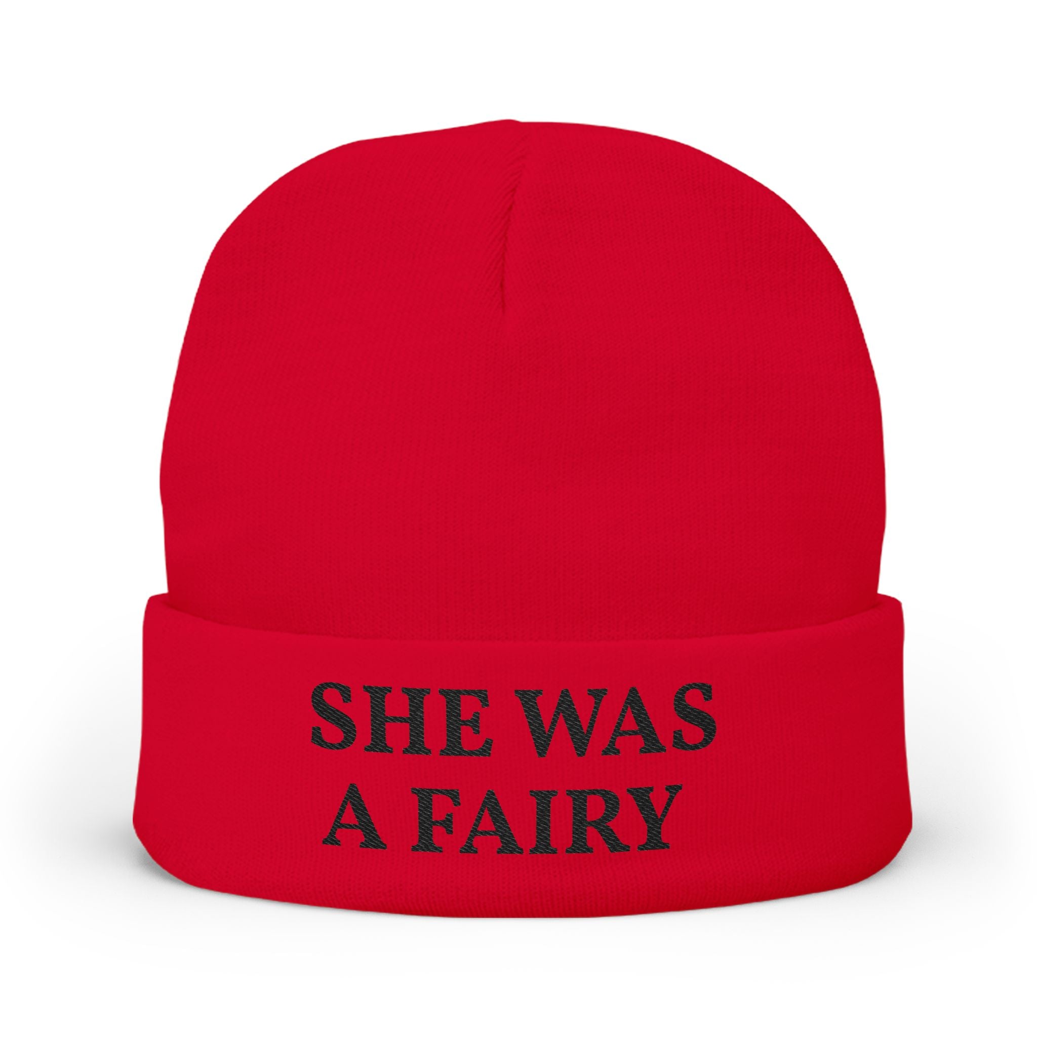 Embroidered 'She Was A Fairy' Knit Beanie — Cozy Feminine Winter Hat