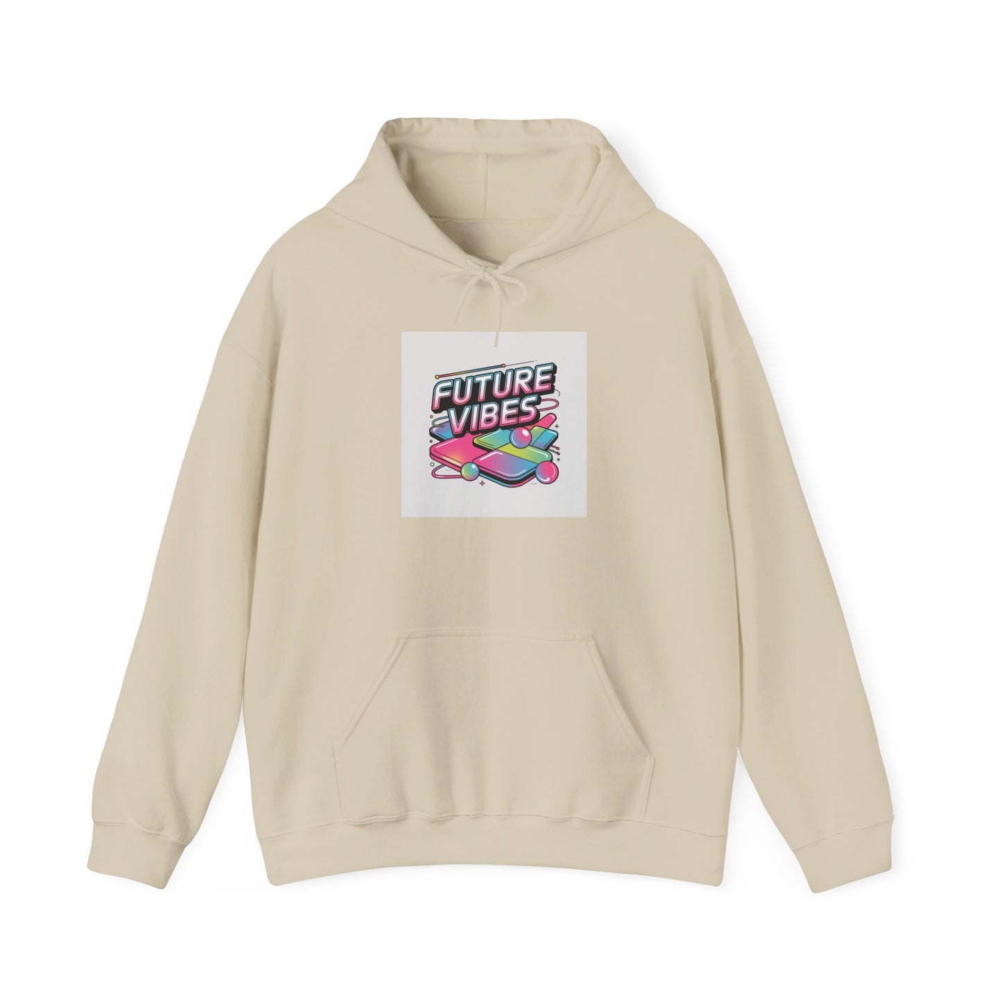 Future Vibes chrome logo Hoodie | Y2K cyber holo aesthetic, retro tech print