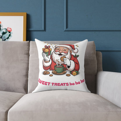 Santa Cookie and Cocoa Square Poly Canvas Pillow | Christmas Decor