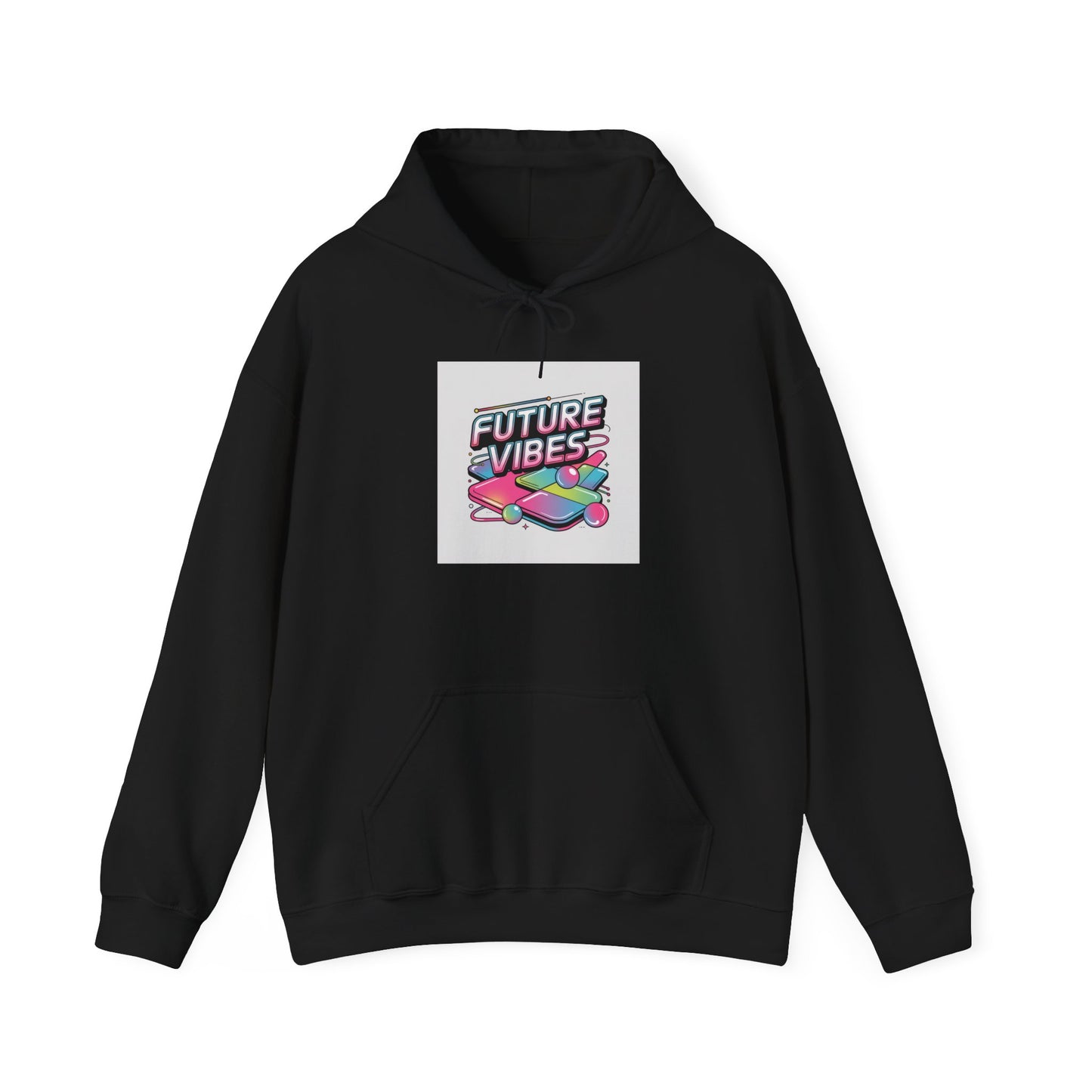 Future Vibes chrome logo Hoodie | Y2K cyber holo aesthetic, retro tech print