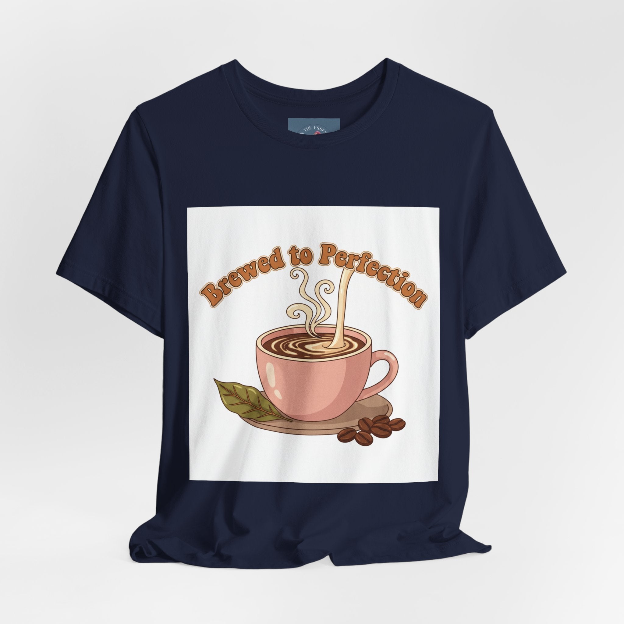 Brewed to Perfection Coffee Tee | latte art design, caffeine aesthetic