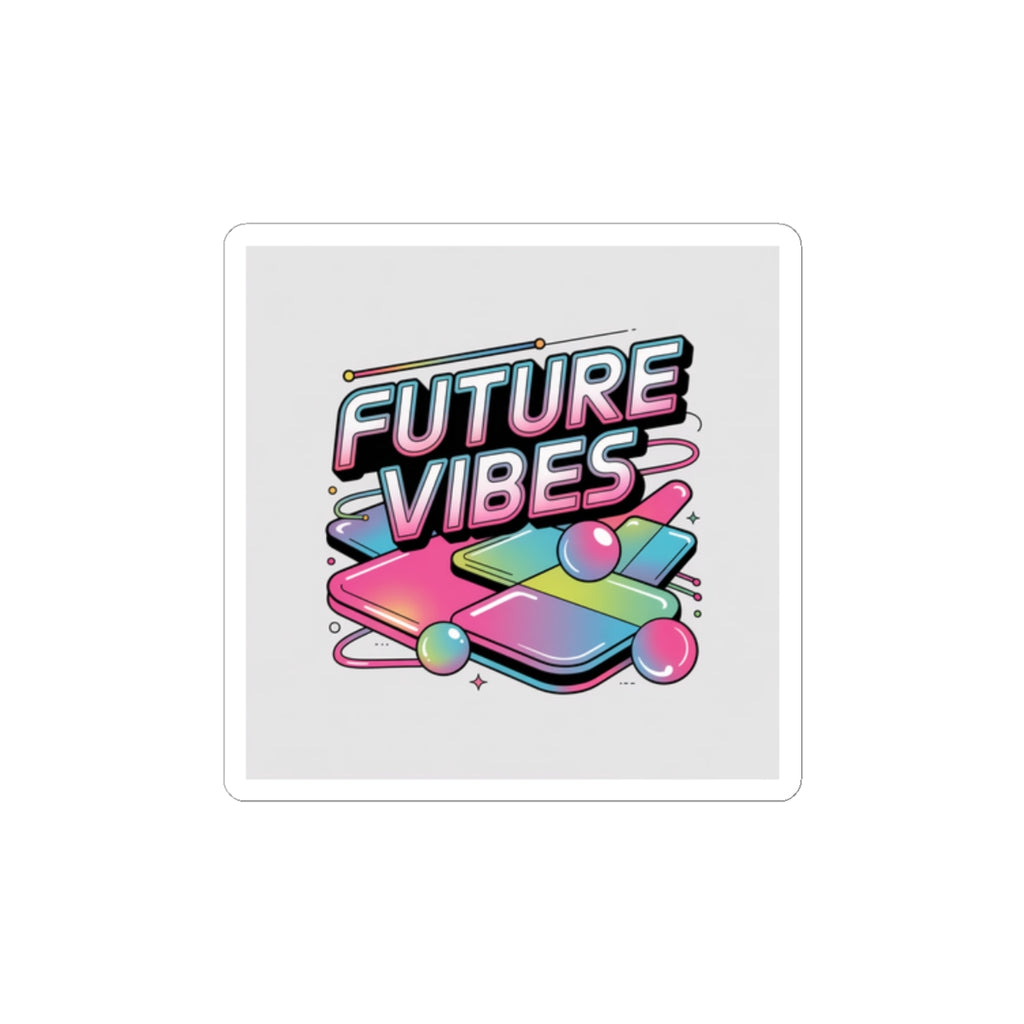 Future Vibes Sticker | Y2K Cyber Holo, chrome text kiss-cut