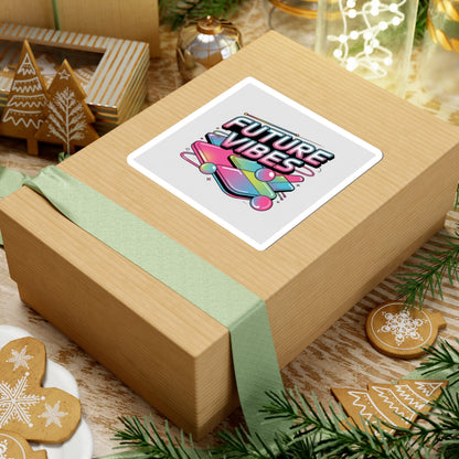 Future Vibes Sticker | Y2K Cyber Holo, chrome text kiss-cut