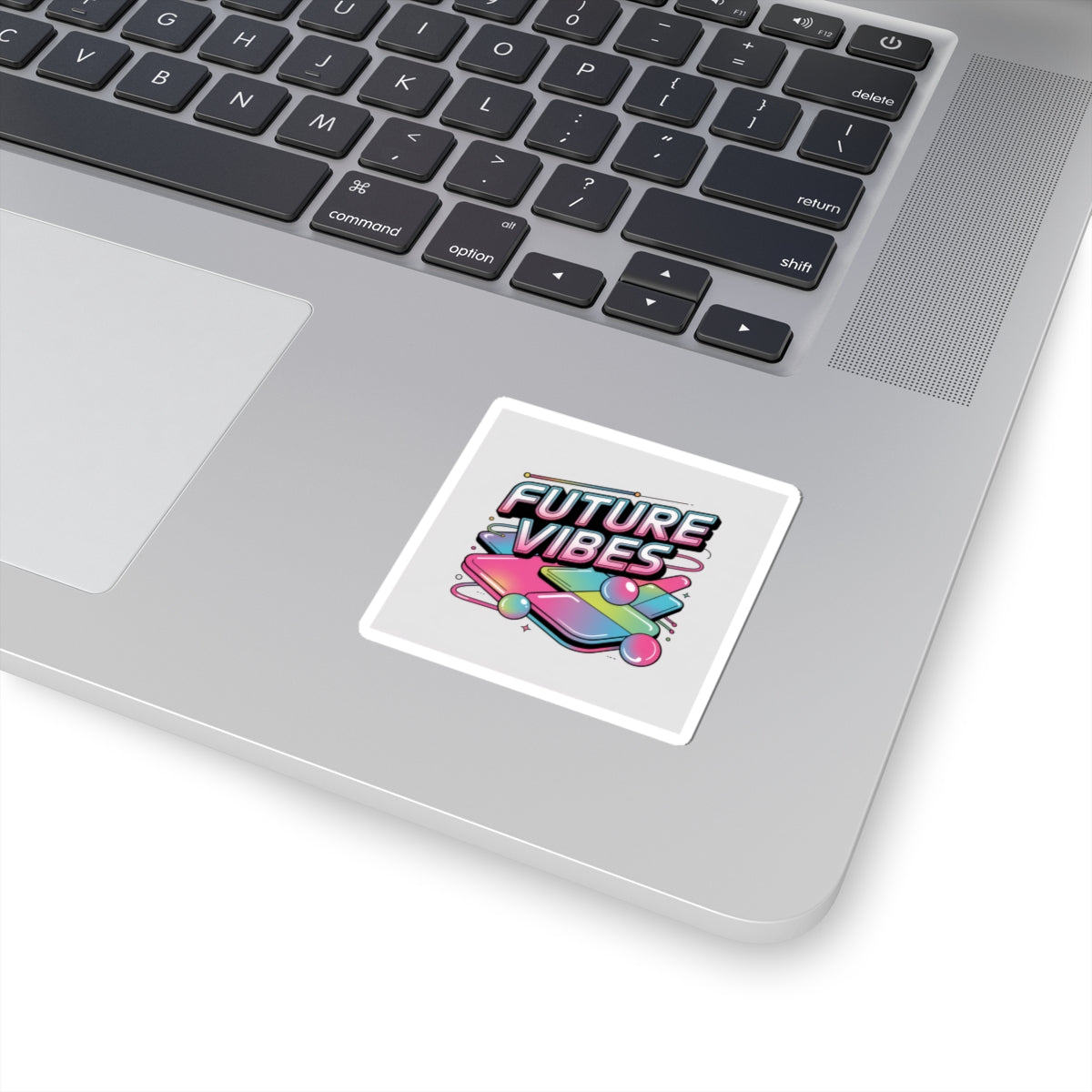 Future Vibes Sticker | Y2K Cyber Holo, chrome text kiss-cut