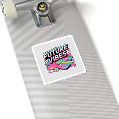 Future Vibes Sticker | Y2K Cyber Holo, chrome text kiss-cut