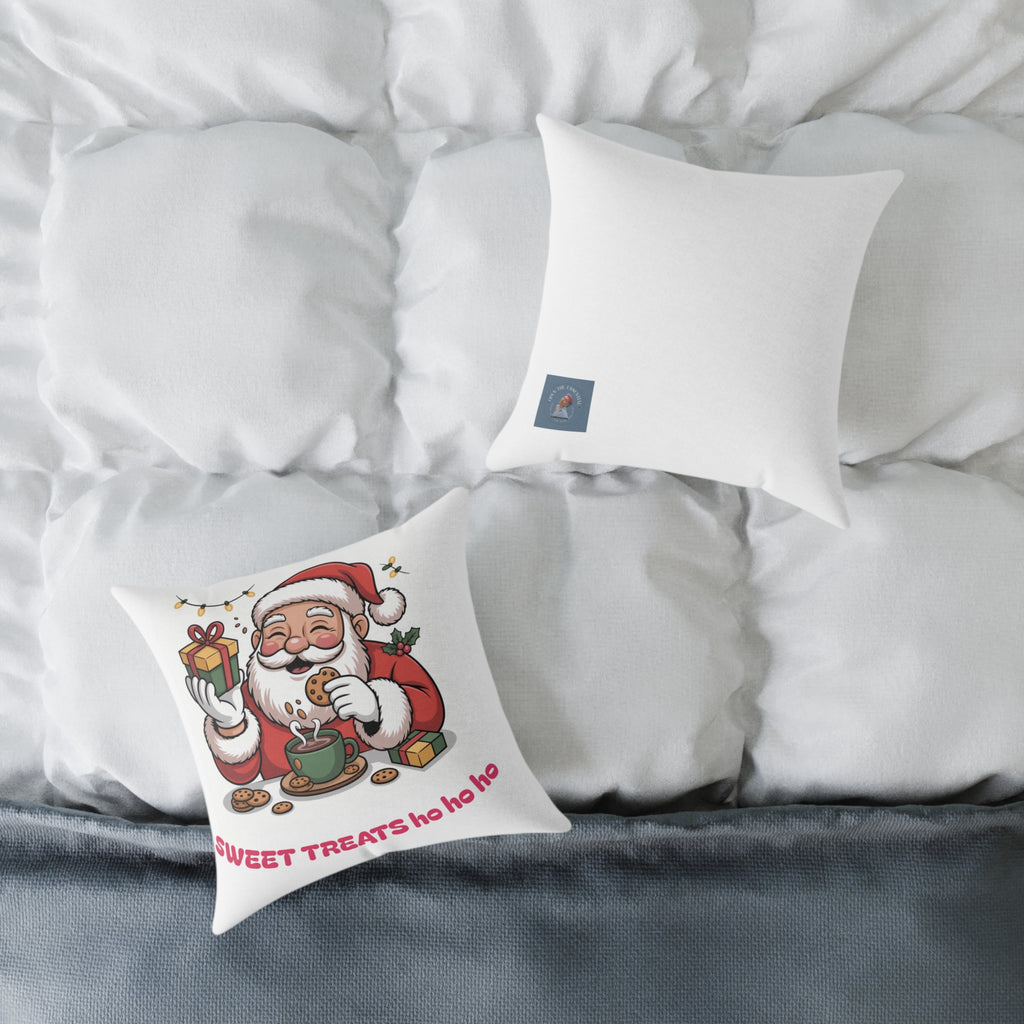 Santa Cookie and Cocoa Square Poly Canvas Pillow | Christmas Decor