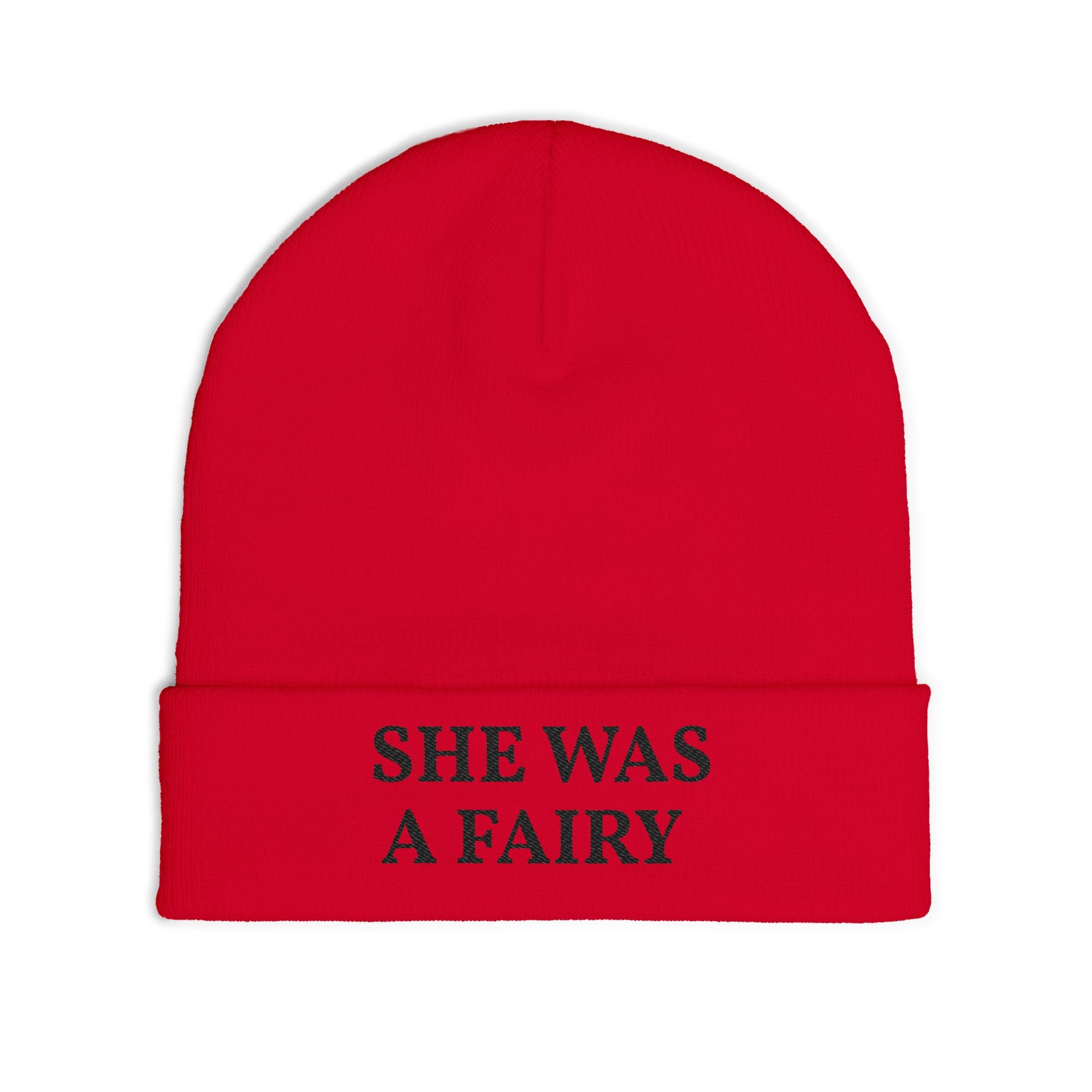 Embroidered 'She Was A Fairy' Knit Beanie — Cozy Feminine Winter Hat