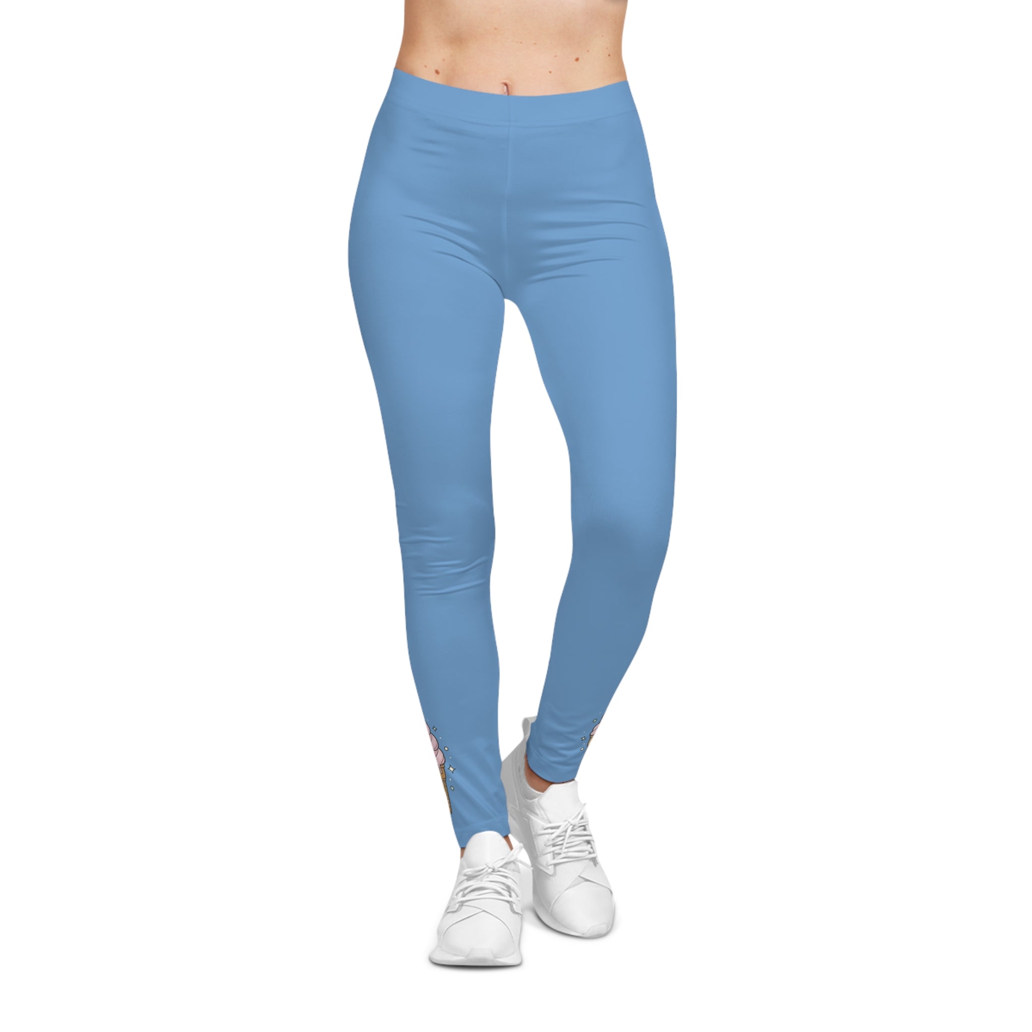 Ice Cream Cone Blue Leggings — Cute Pastel Women's Casual Leggings