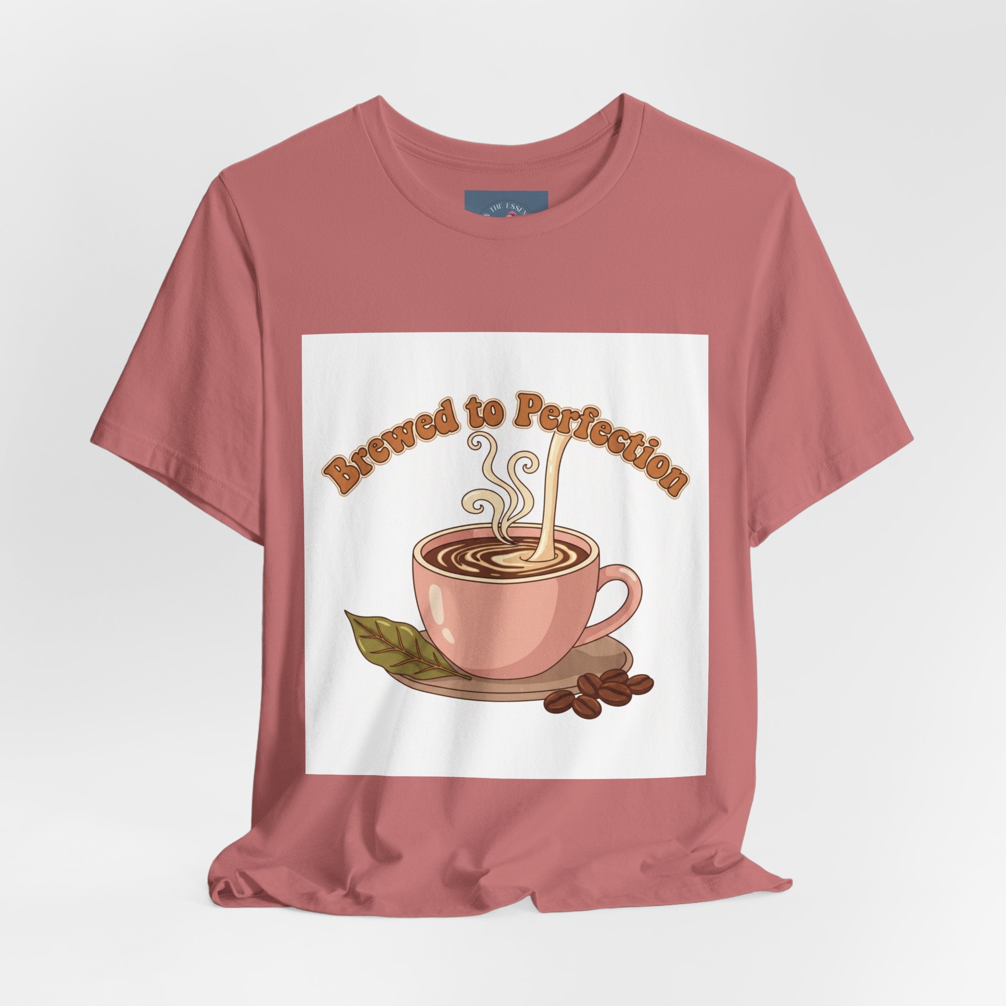 Brewed to Perfection Coffee Tee | latte art design, caffeine aesthetic