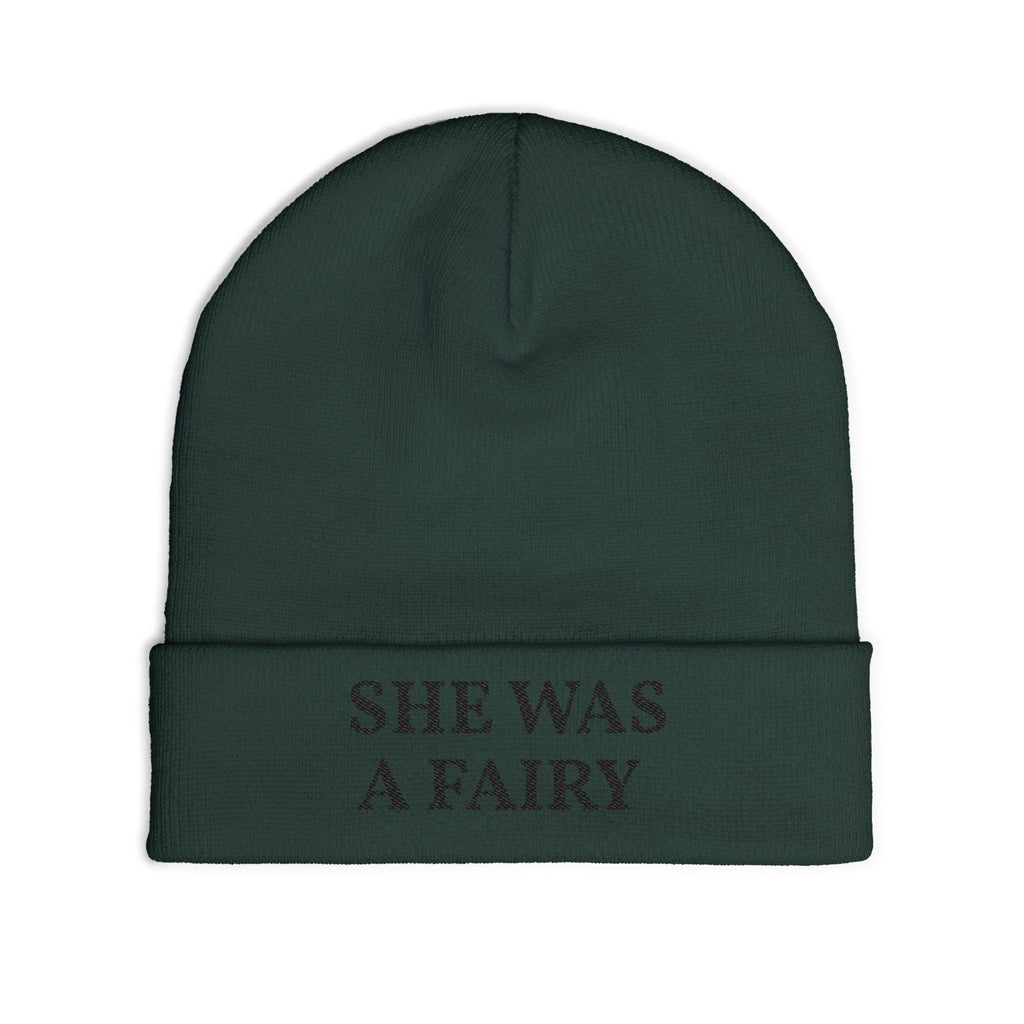 Embroidered 'She Was A Fairy' Knit Beanie — Cozy Feminine Winter Hat