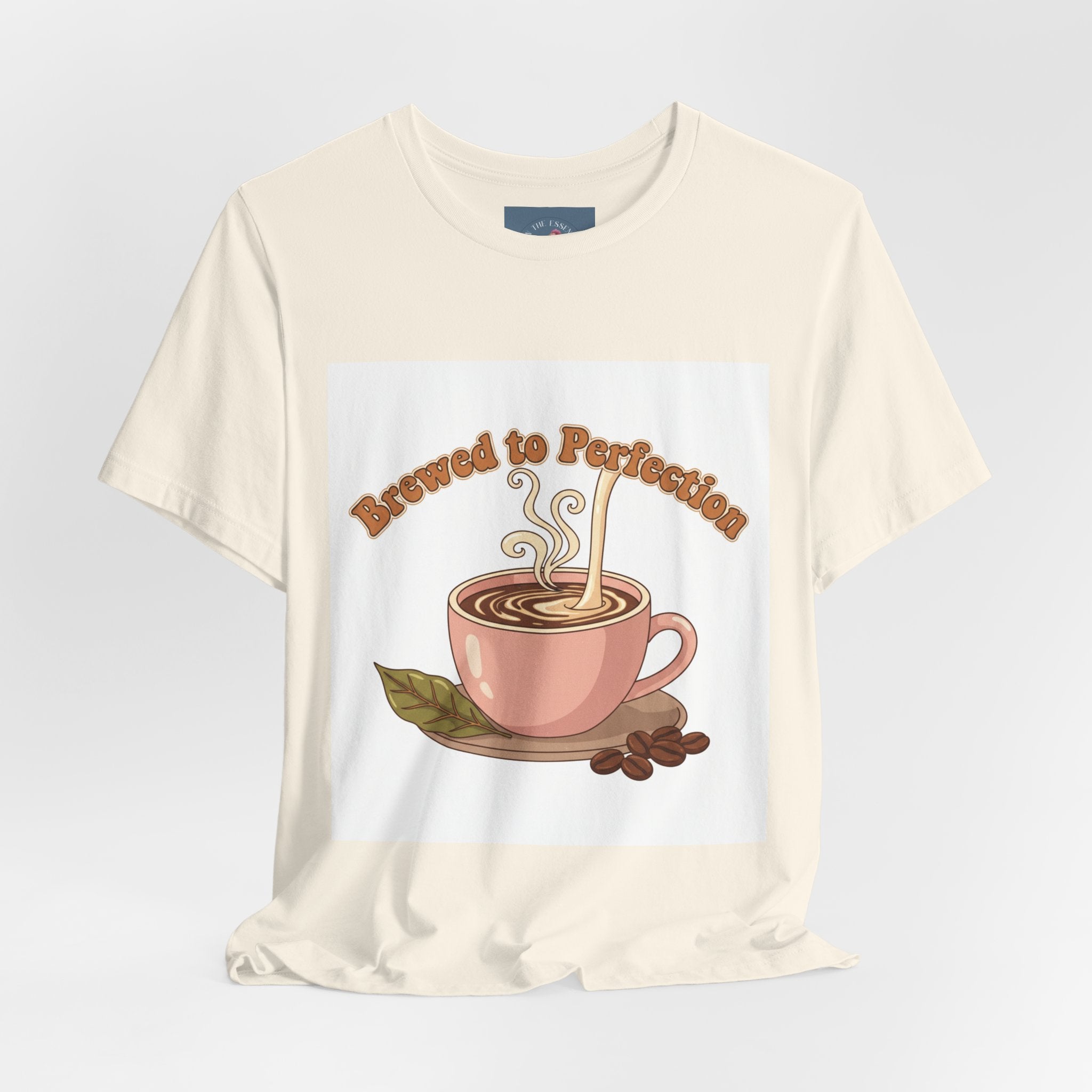 Brewed to Perfection Coffee Tee | latte art design, caffeine aesthetic
