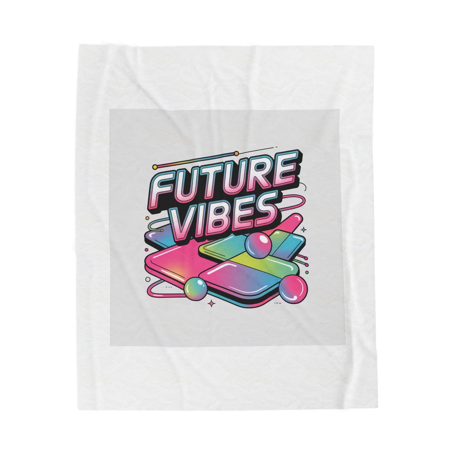 Future Vibes Velveteen Blanket | Y2K cyber holo aesthetic, retro tech print