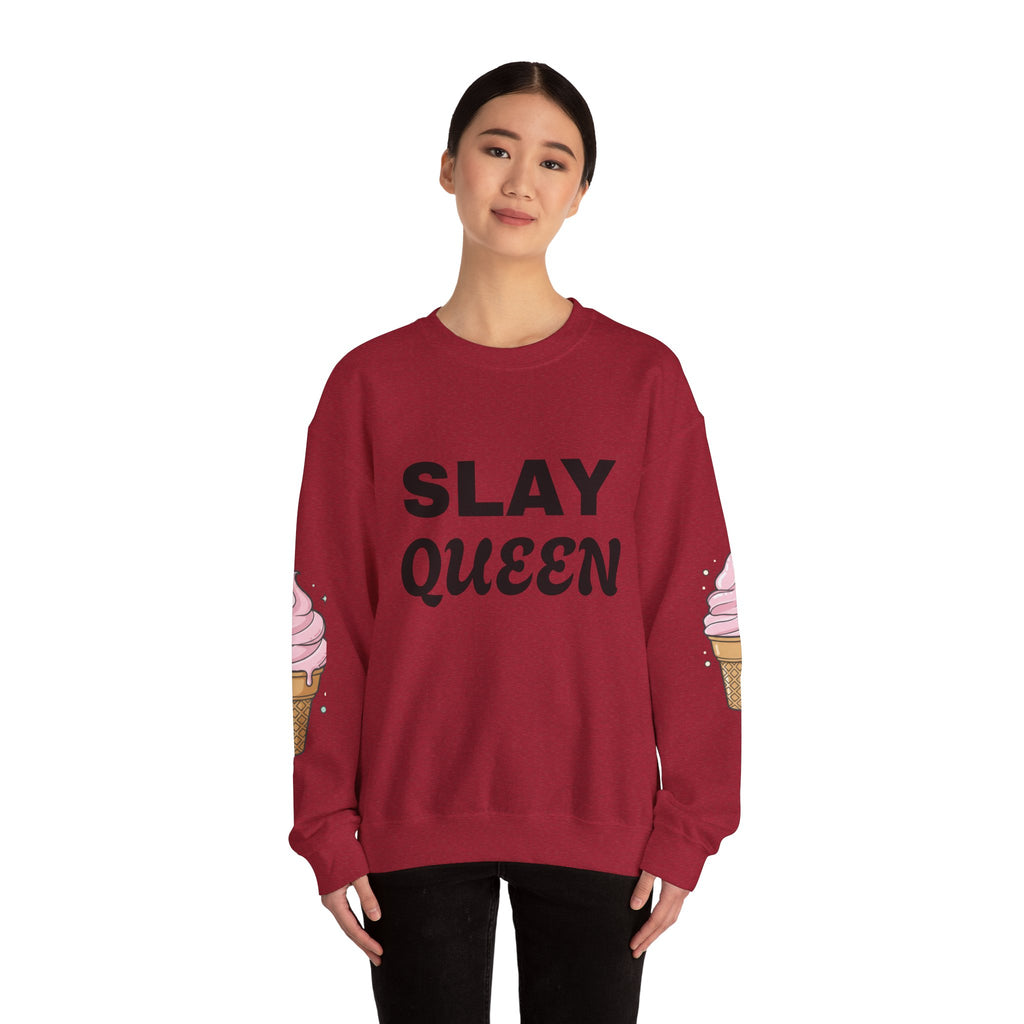 Slay Queen ICE CREAM CONE Crewneck Sweatshirt — 'Gen Z' Back Shine
