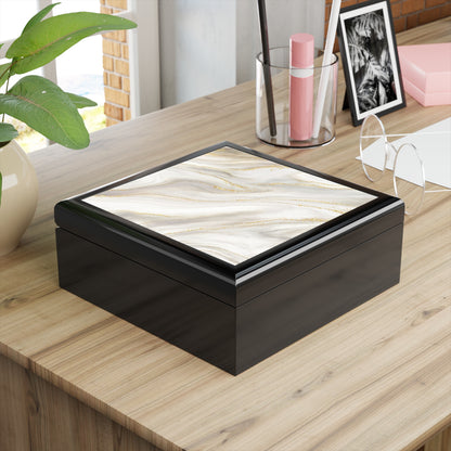 Elegant Marble Jewelry Box with Gold Accents