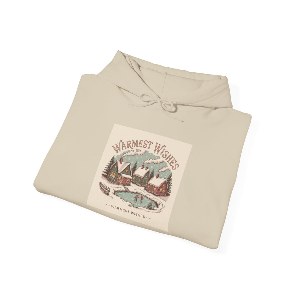 Warmest Wishes vintage Christmas postcard Hoodie | retro holiday card design