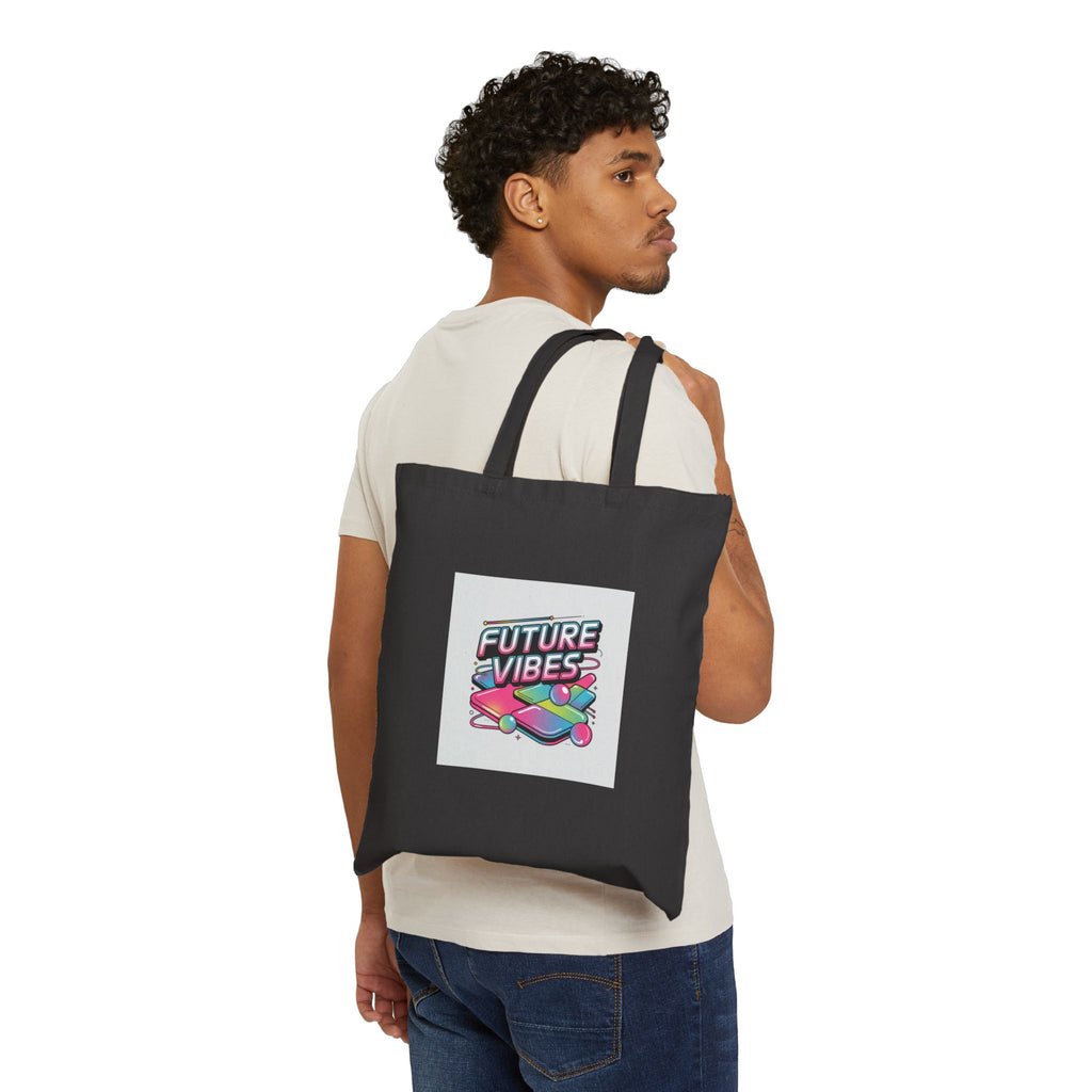 Future Vibes Tote, Y2K Cyber Holo Aesthetic, retro tech chrome text