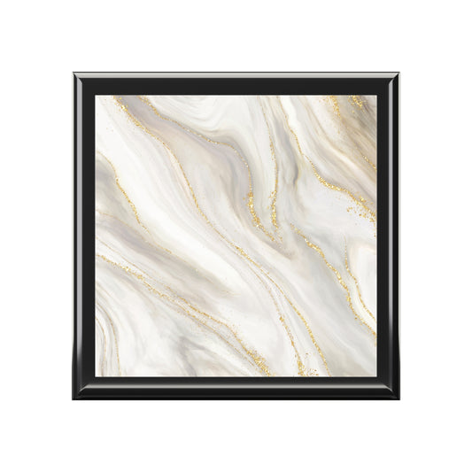 Elegant Marble Jewelry Box with Gold Accents