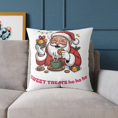Santa Cookie and Cocoa Square Poly Canvas Pillow | Christmas Decor
