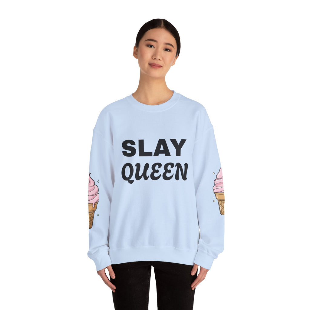 Slay Queen ICE CREAM CONE Crewneck Sweatshirt — 'Gen Z' Back Shine