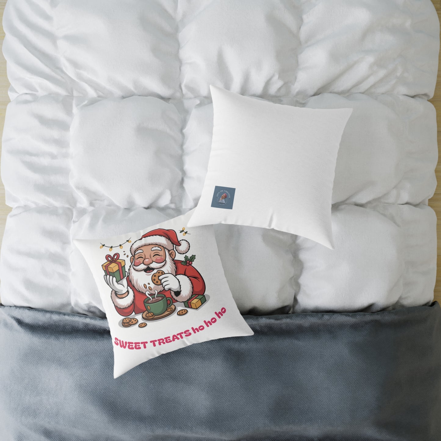 Santa Cookie and Cocoa Square Poly Canvas Pillow | Christmas Decor
