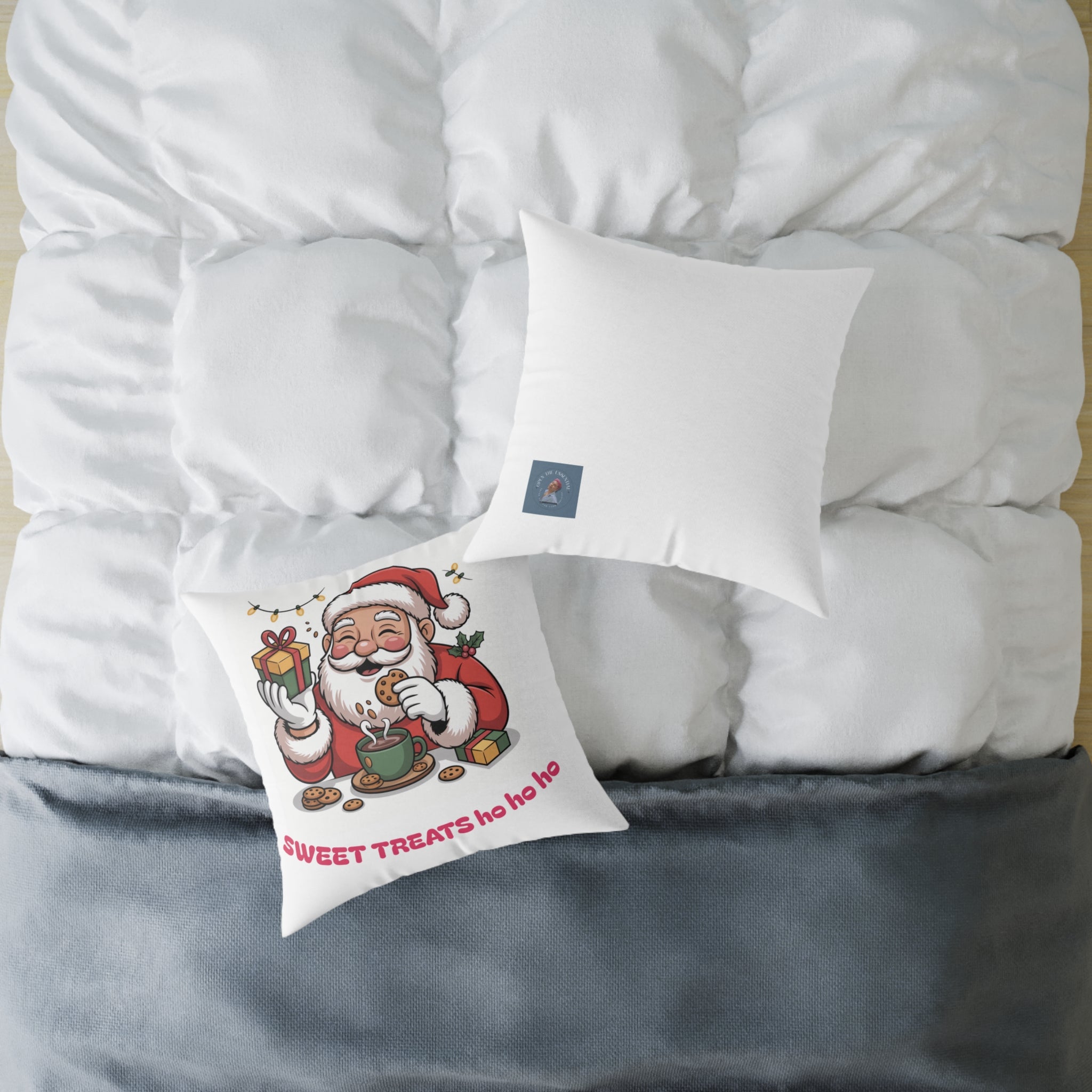 Santa Cookie and Cocoa Square Poly Canvas Pillow | Christmas Decor